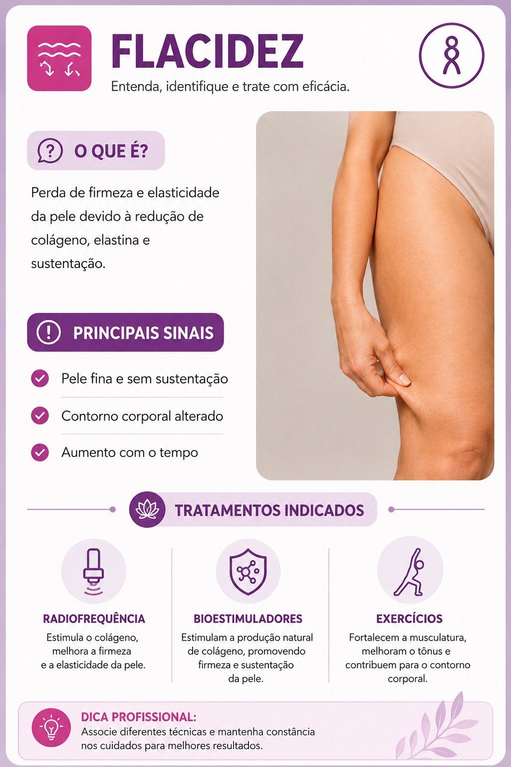 Ficha visual sobre Flacidez: o que é, principais sinais e tratamentos indicados